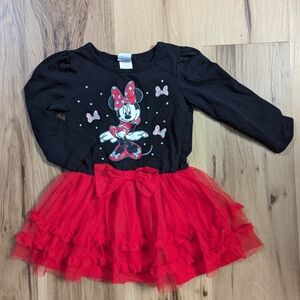 Disney Toddler Size 3T Minnie Mouse Black Red Sparkle Glitter Tutu Dress